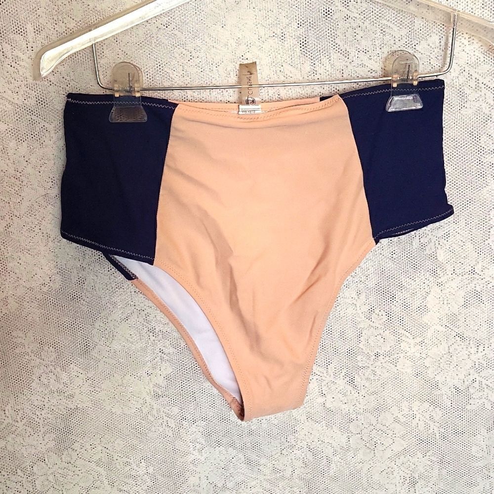 Cupshe Color Block Tan and Blue Swimsuit Bottom Size Large‎